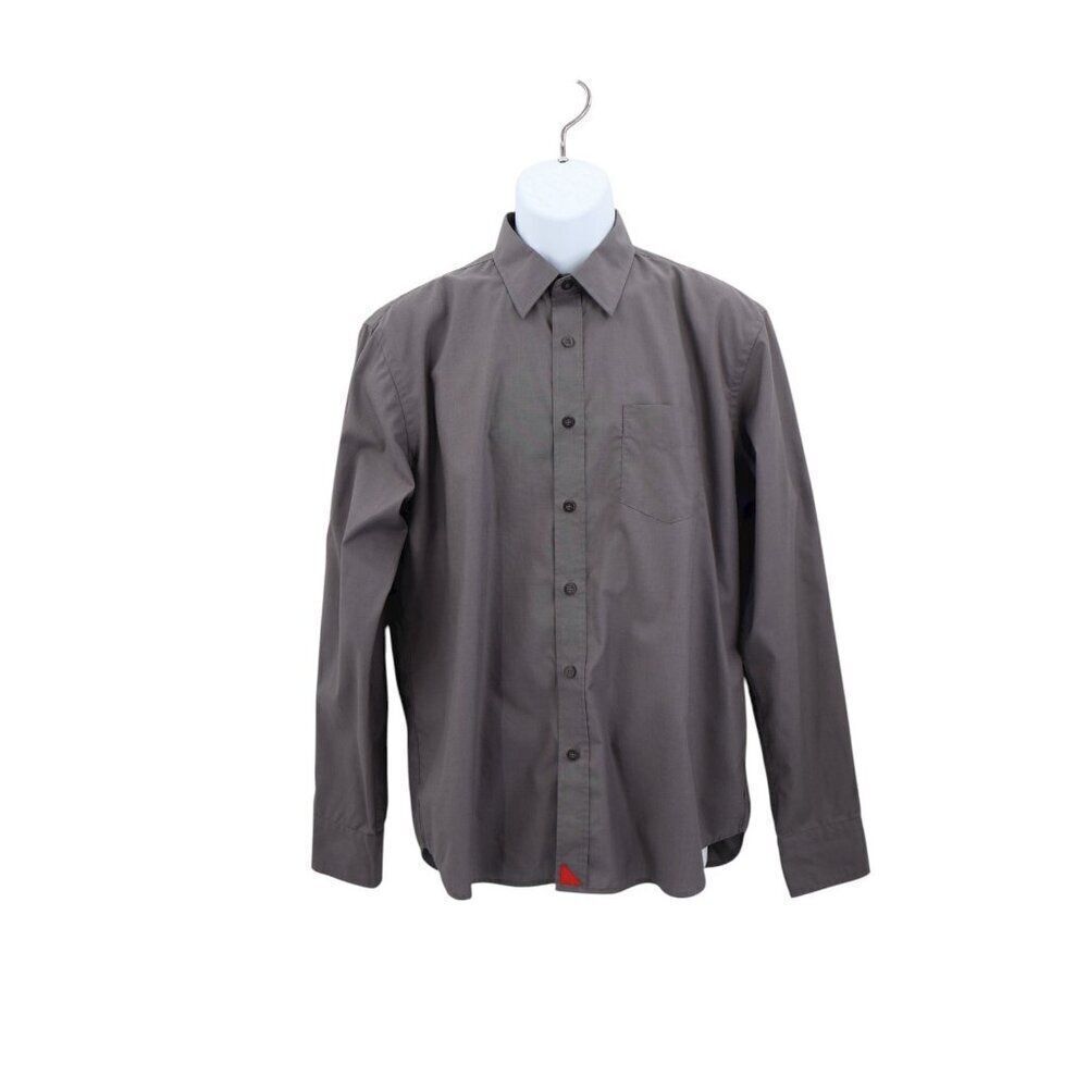 Untuckit Men’s Size L Gray Casual Dress Shirt Cotton Button Up Long Sleeve